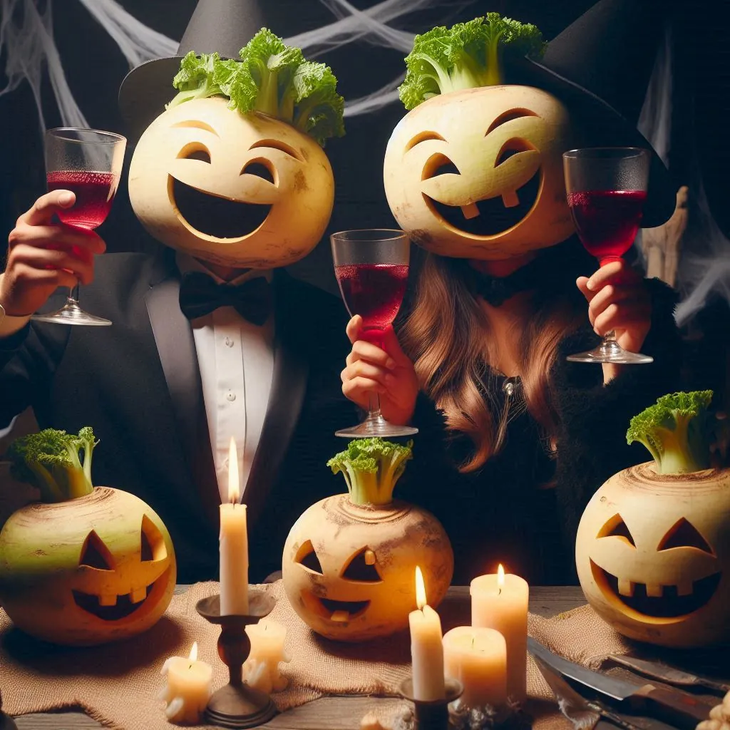 helloween brautpaar als ruebenkoepfe